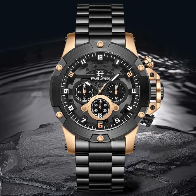 Promo Diskon    Jam Tangan  Evans Jayden Jam Tangan Pria 9838 Rantai Stainless Steel Kaca Sapphire C