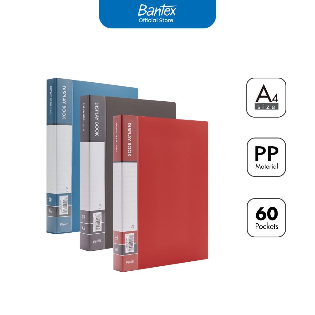 

Bantex Display Book A4 / Clear Holder 60 Pocket PP Anti-Static Warna Klasik BF4105