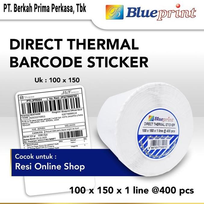 

new direct thermal sticker / label stiker blueprint 100x150 mm isi 400 pcs