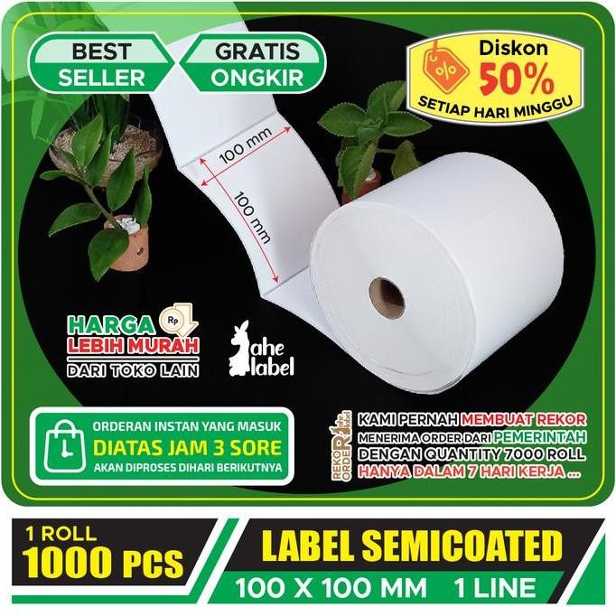 

new label stiker semicoated 10x10 cm label bare semicoated 100x100 mm