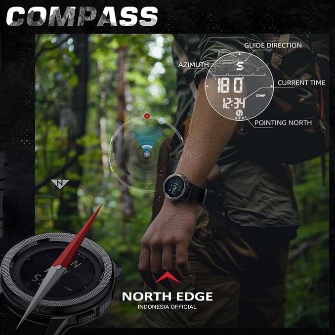 Promo North Edge C-Nexus Outdoor Adventure Watch With Carbon Fiber Case