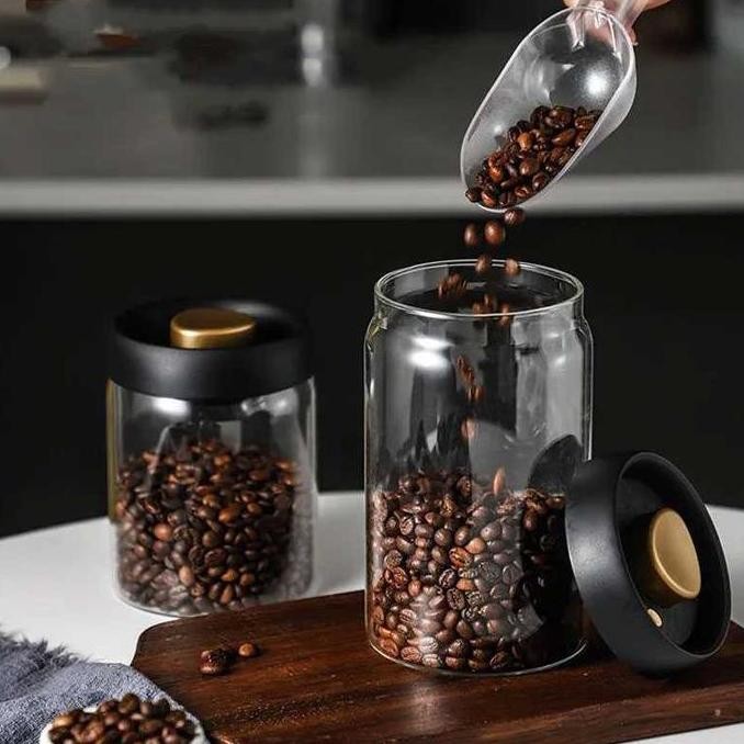 

TOPLES KACA LEBARAN KEDAP UDARA MAKANAN KUE KERING BIJI KOPI SEALED TERMURAH