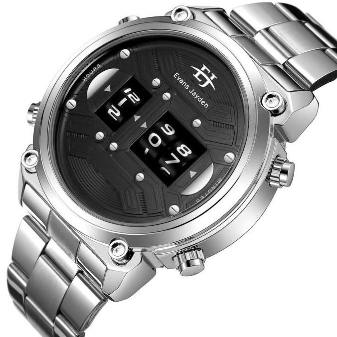 Promo Diskon Evans Jayden Jam Tangan Pria 9424 Rantai Stainless Steel Turbine Water Resistant 3Atm W