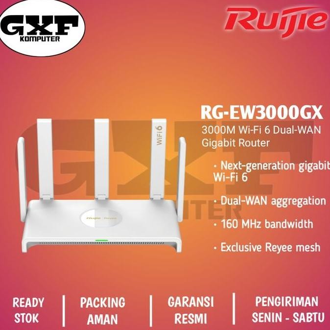 TERMURAH - Ruijie RG-EW3000GX , 3000M Wi-Fi 6 Dual-WAN Gigabit Router / Pengganti RG-EW1800GX PRO