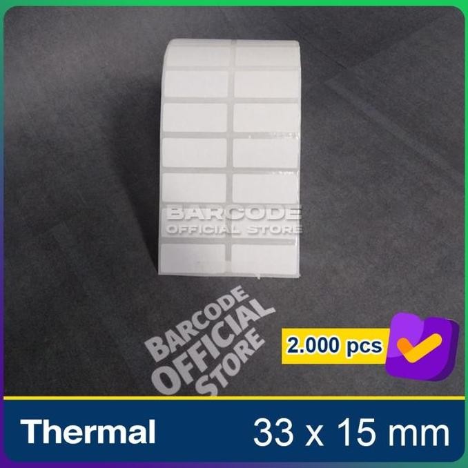

new label stiker termal 33x15mm / 33 x 15 / 33x15 mm 2 line(1slop)