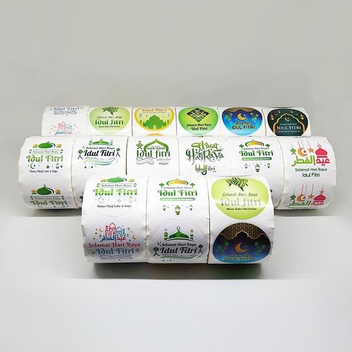 

new stiker idul fitri label toples dus selamat lebaran 4,5 cm 500 pcs/roll