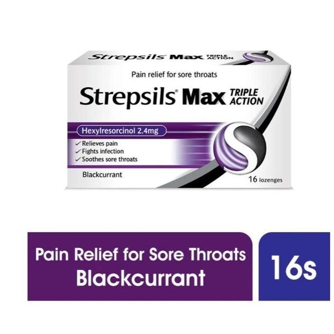 

BEBAS ONGKIR - STREPSILS Lozenges Max Triple Action Blackcurrant Singapore