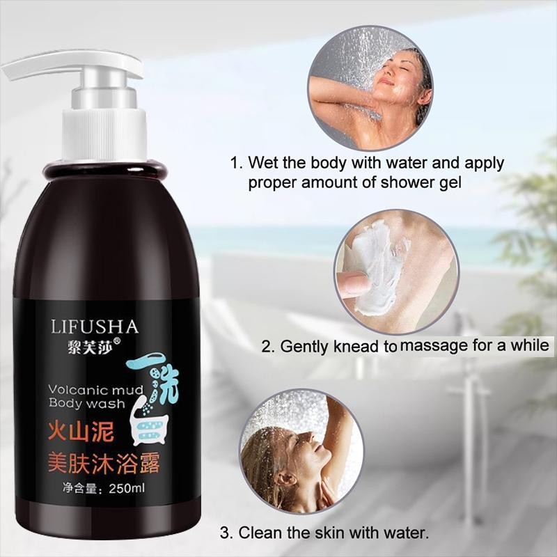 Lumpur Vulkanik Body Wash 250Ml Original Sabun Pemutih Badan Lumpur Vulkanik Mud Whitening Body Wash
