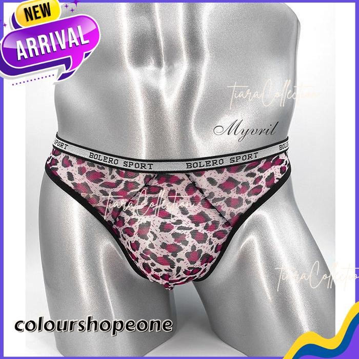 G STRING PRIA SEXY LOW WAIST MESH CELANA DALAM LEOPARD THONG Y055 BAHAN BERKUALITAS TINGGI 
