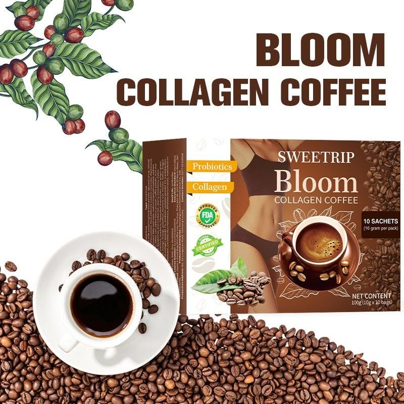 

Sweetrip [ Isi 10 Sachet ] 100Gr Bloom Collagen Coffee Instant Coffee Original 100% Robusta Collagen Drink Glutathione Slim Detox | Kopi Sanger | Kopi Ulee Kareng | Kopi Sachet | Slimming Coffee