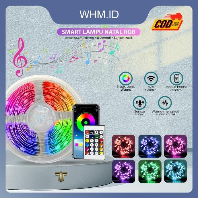 Promo Horici Smart lampu natal lampu strip App Smart RGB Fairy Lights Smart COD