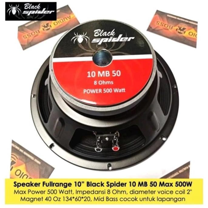 Speaker Fullrange 10 Inch Black Spider 10 MB 50 Mid Bass Pitdoor Lapangan