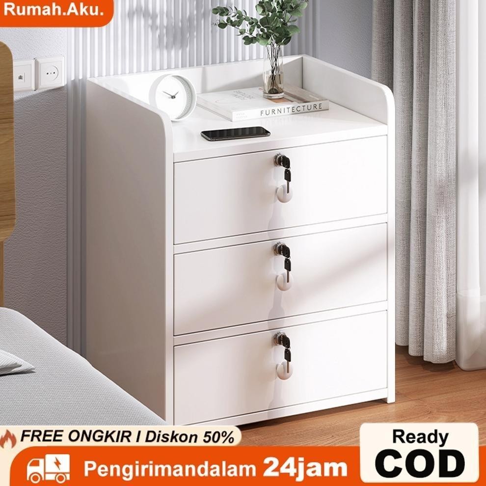 Meja Nakas Dengan kunci Laci Meja Nakas Minimalis Meja Kamar Aesthetic Meja Nakas kayu Bedside Table