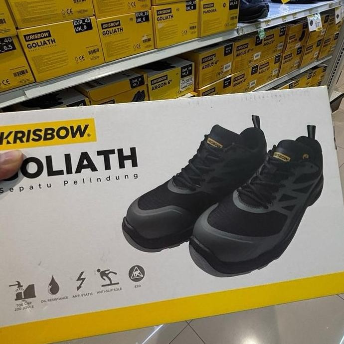 Krisbow sepatu pengaman pelindung kerja safety shoes goliath Pria Besi Hitam