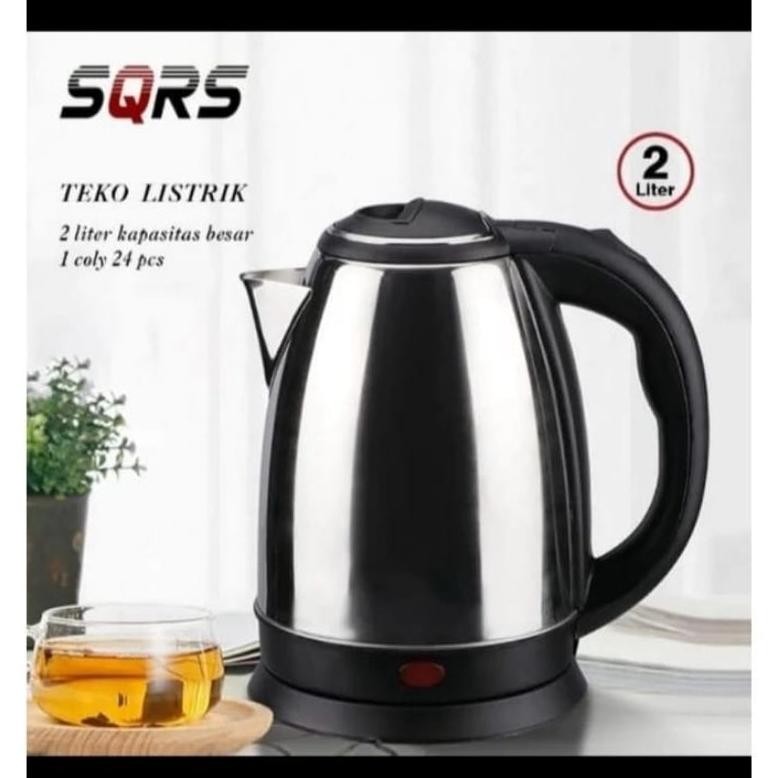 teko listrik 2 liter alat masak air panas teko elektrik stainless steel