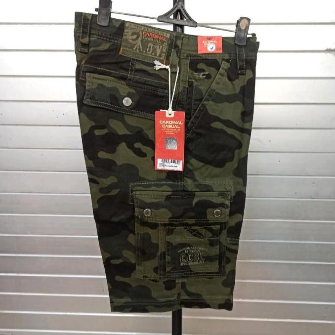 CARDINAL Celana Pendek Cargo Katun Pria Original Doreng EBV606 Kantong Santai Keren Shorts Panjang