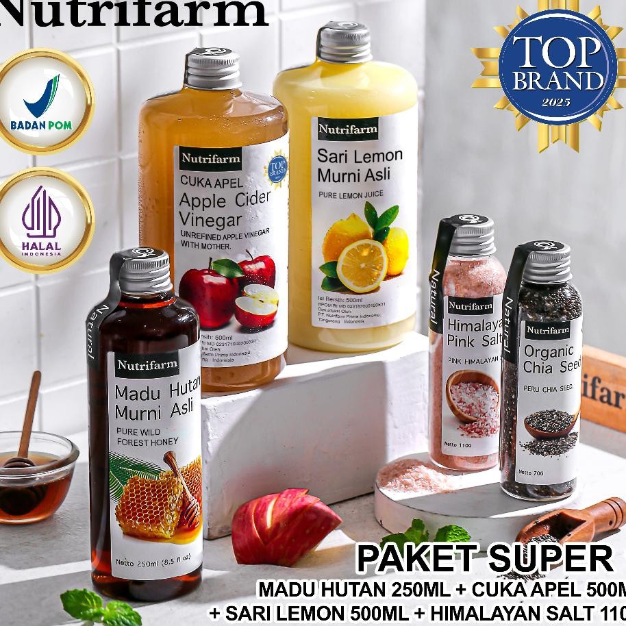 

Nutrifarm Paet 1 Cua Apel Lemon Madu Hutan Himalayan Chia Eed