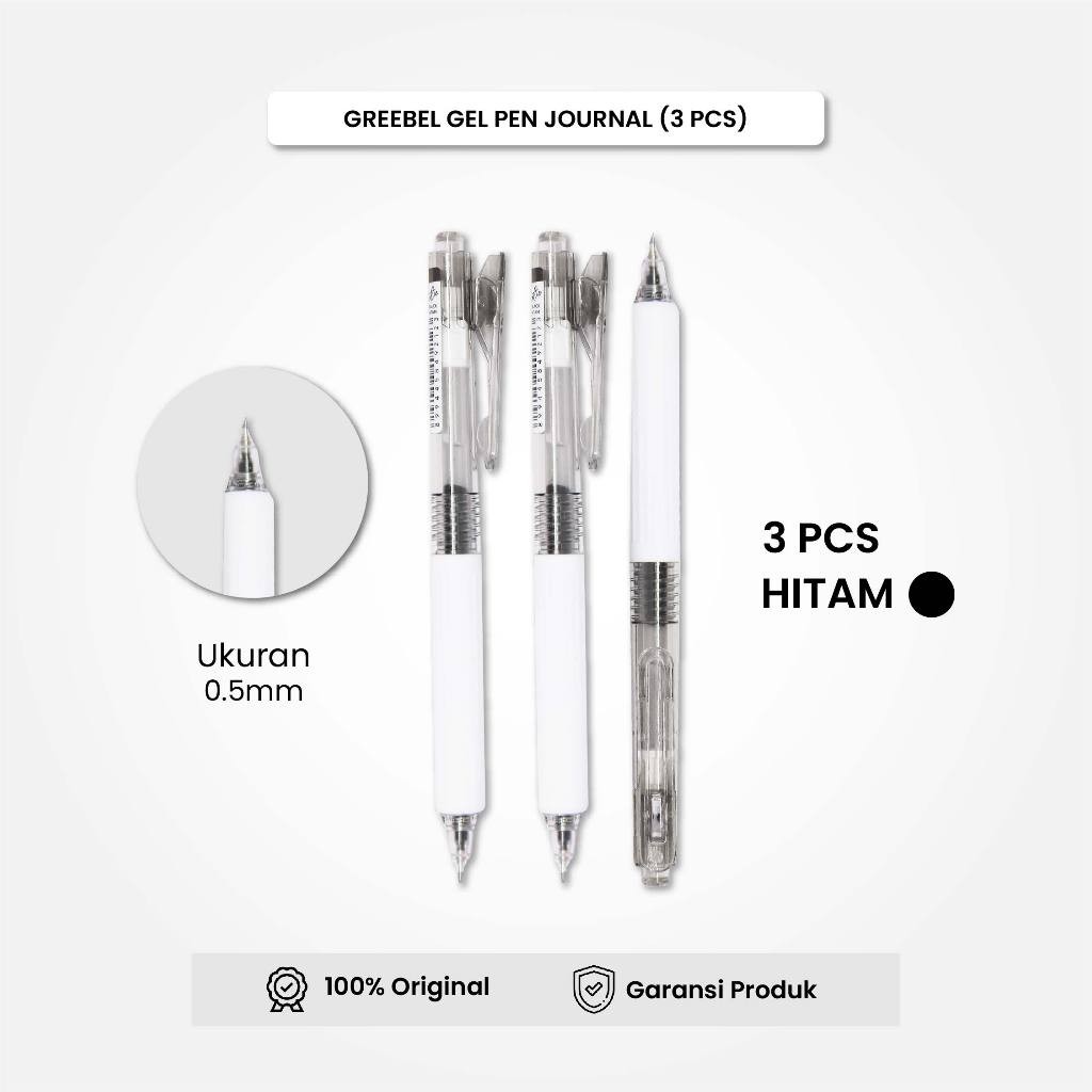 

GREEBEL Gel Pen Pulpen Pena GP-514 Journal Hitam 0.5 (3PCS/SET) / Pulpen Gel Murah Grosir