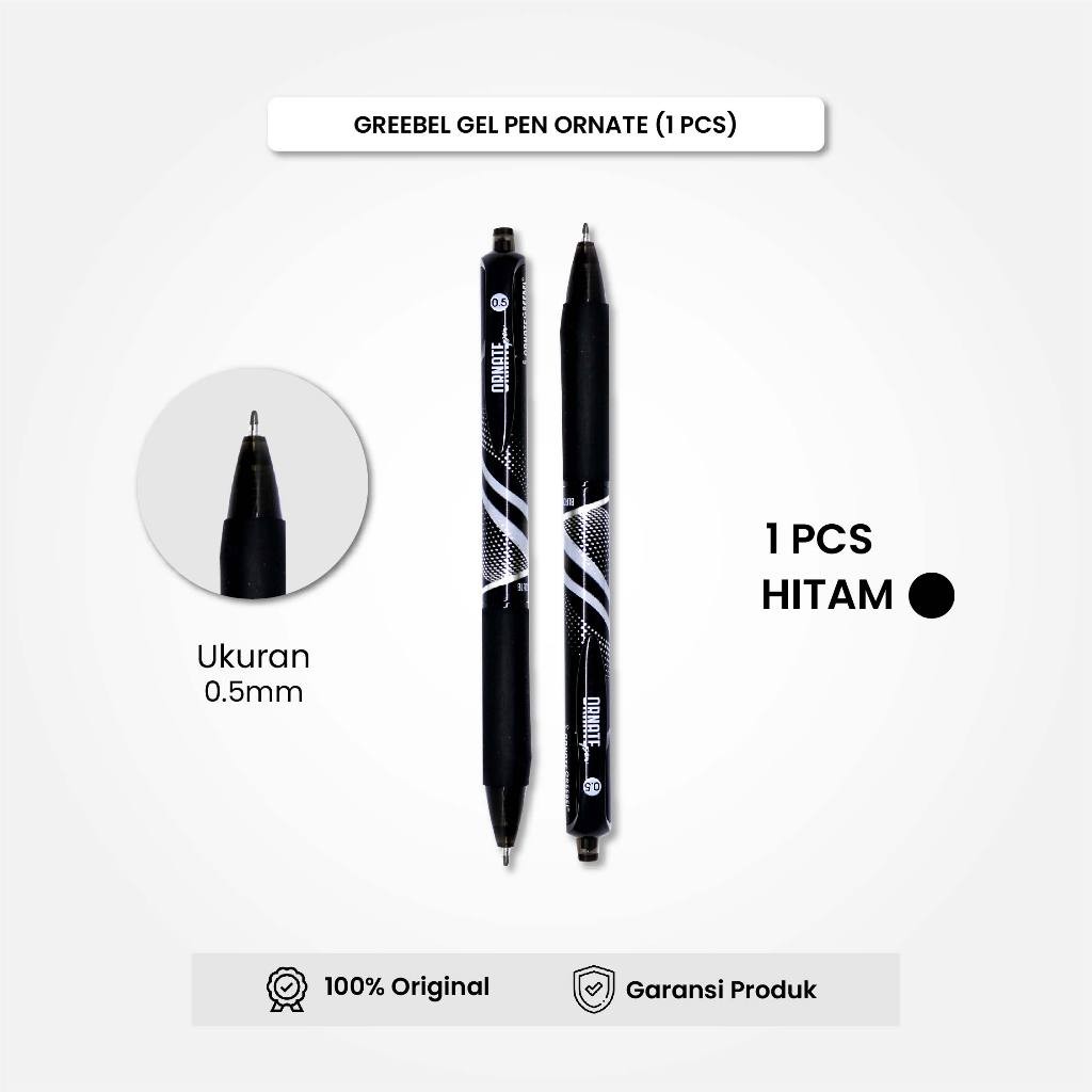 

GREEBEL Gel Pen Pulpen Gel Ornate GP-505 0.5 Hitam (1PCS) / Pulpen Gel Murah Grosir