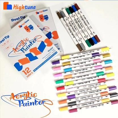 

Hightune Acrylic Marker 12/24/36/48 Warna Dua Ujung Stationery Acrylic Marker Dual Head Watercolor