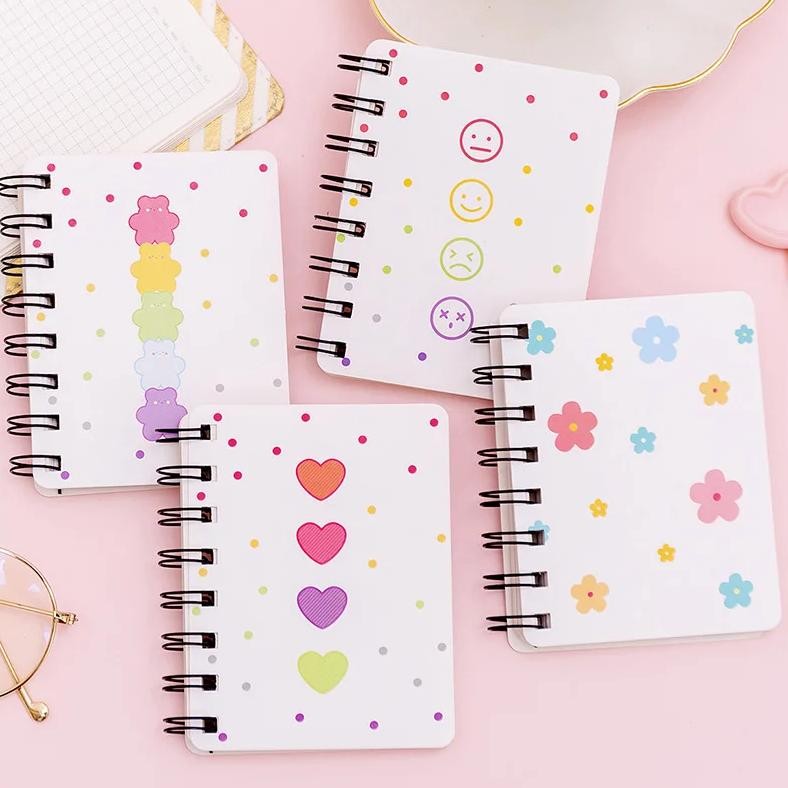 

A7 Pocket Book Notebooks Small Flower Love Small Cute Side Flip Coil Book Student Mini Portable Flip Notepad