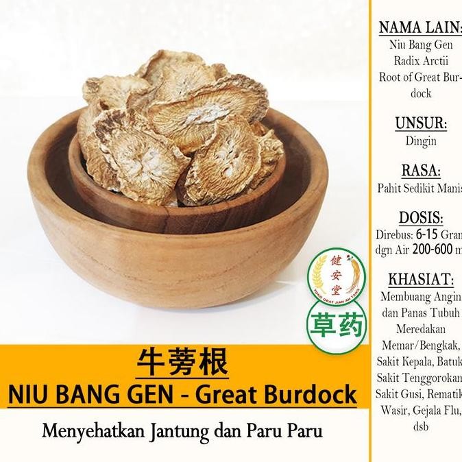 

cusss order] NIU BANG GEN - Root of the Great Burdock - Radix Arctii[] Herbal TCM Per 100 Gram u.Buang Angin dan Panas Tubuh