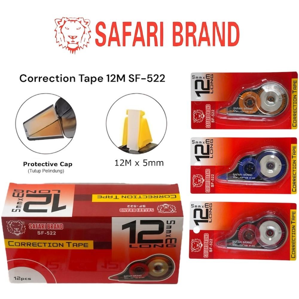 

(SF522-LUSIN) Correction Tape stipo tipe x ex kertas pita 12m - Tipe X trondol safari brand