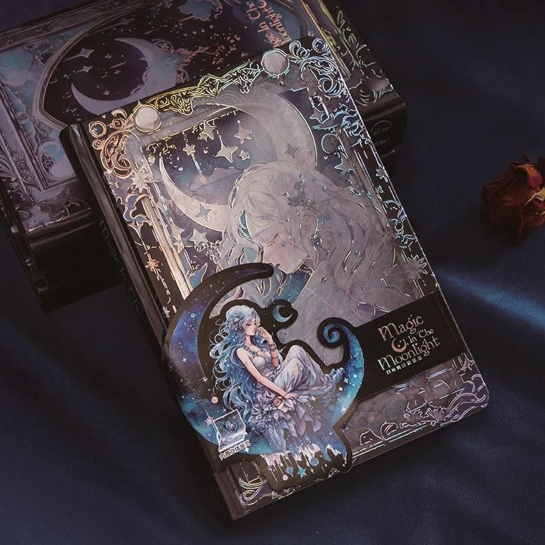 

Vintage Magic Book Gothic European Style A5 Notebooks,Hot Stamping Hardcover Cover Full-Color Illustrated Notepad,128 Sheets