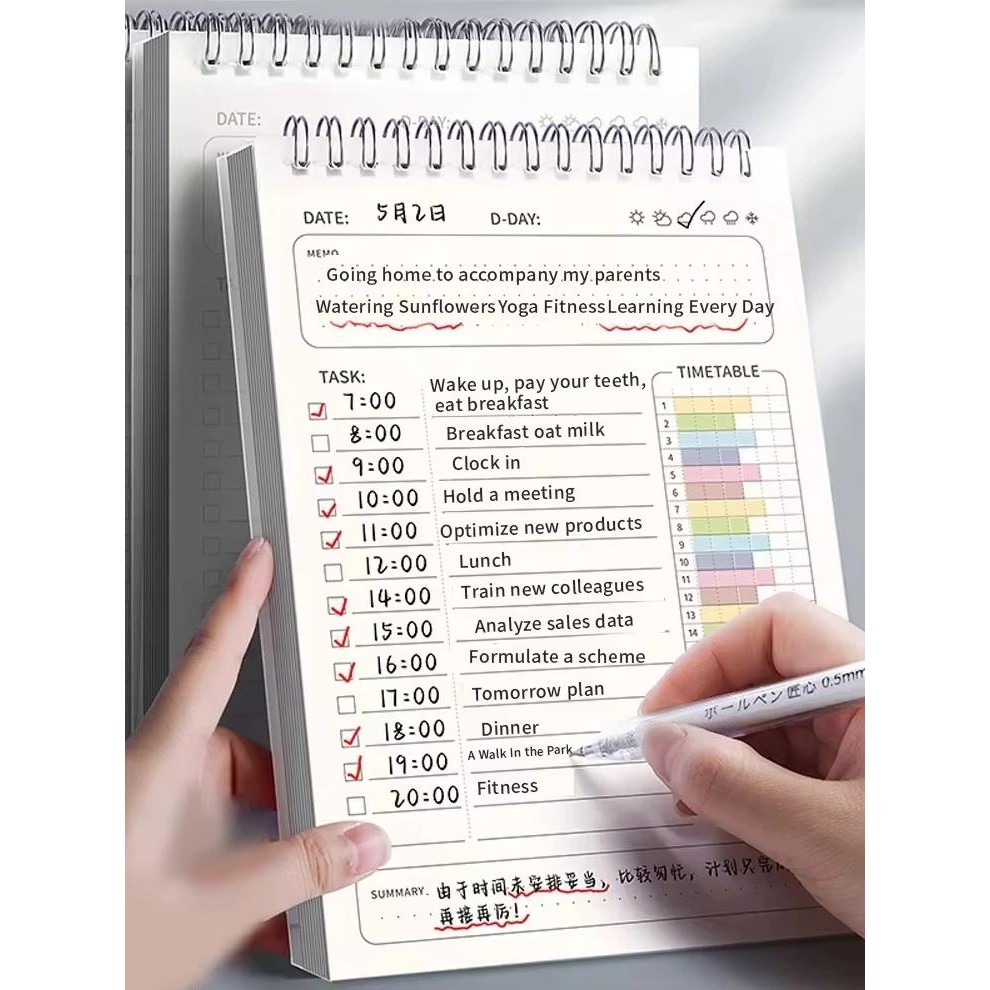 

1Pc Planner Agenda Spiral A5 Notebook Schedules Daily Plan To Do List Notepad 160 Pages Thick Office School Supplies Stationery