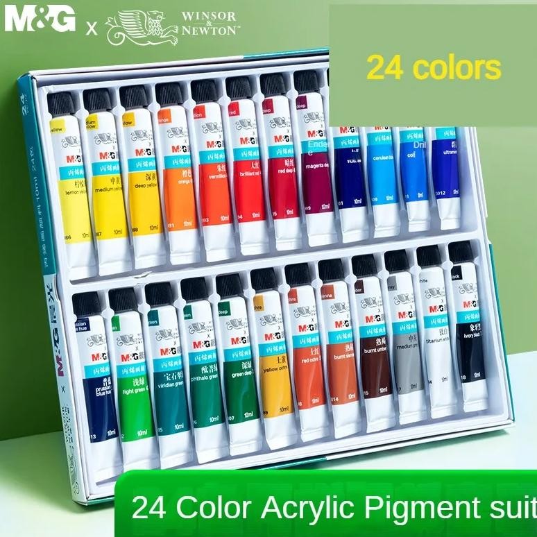 

M&G 12/24 Colors Acrylic Waterproof Paint Set Hand Drawn Portable Aluminum Tube Wall Painting Fluid For Student Diy 5/12Ml