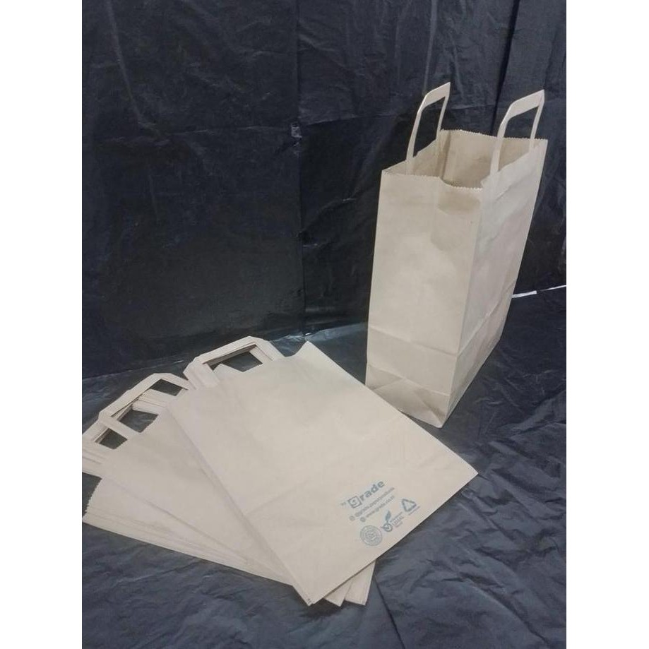 

~^~^~^] PAPER BAG COKLAT POLOS /FLAT / HANDLE / UK.215 X 110 X 295 MM
