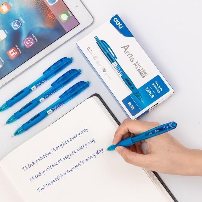 

Termurah Deli Ballpoint Pen Pulpen 0.7mm Tinta Hitam & Biru Isi 12pcs/box EQ17