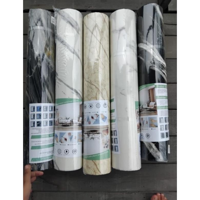 WALLPAPER VINYL DINDING MARBEL VYNIL PVC TEBAL GLOSSY