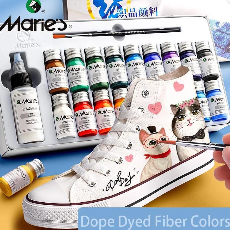 

MarieS Dope-Dyed Fiber Permanent Fabric Paint Set 12/36 Colors 10Ml/Tube Textile Acrylic Paints For Clothes Canvas Waterproof