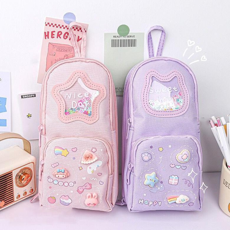 

Gv23 [Miloli] Kotak Pensil Cartoon Backpack Pencil Case Pencil Bag Tempat Pensil Resleting Stationery Multifungsi - F0284 Gv23