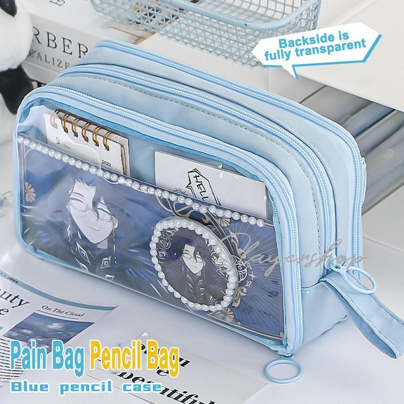 

M-4 Kotak Pensil Transparan Aesthetic Pencil Case Large Tempat Pensil Pen Pouch Lucu Stationery Organizer M-4