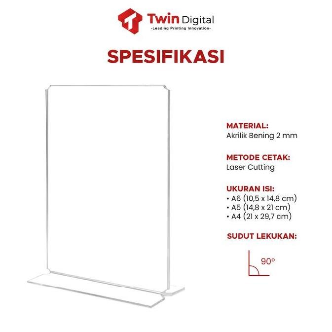 

Tersedia Tent Card Holder Insert Model T Acrylic Potrait - No Meja T Akrilik