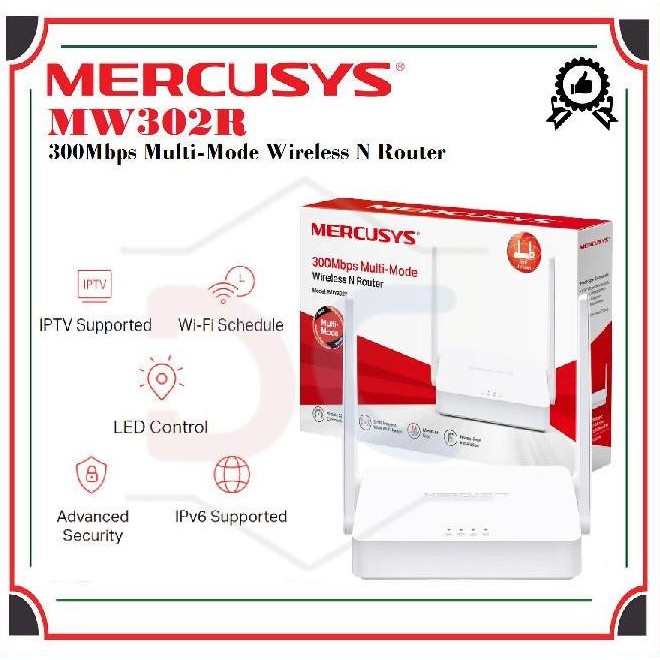NEW MERCUSYS MW302R 300MBPS WIRELESS N ROUTER