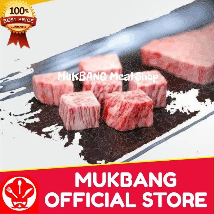 

HIW MUKBANG 1KG OZ WAGYU CUBE GRADE PREMIUM SAIKORO BEEF bkn gradeB.500gr