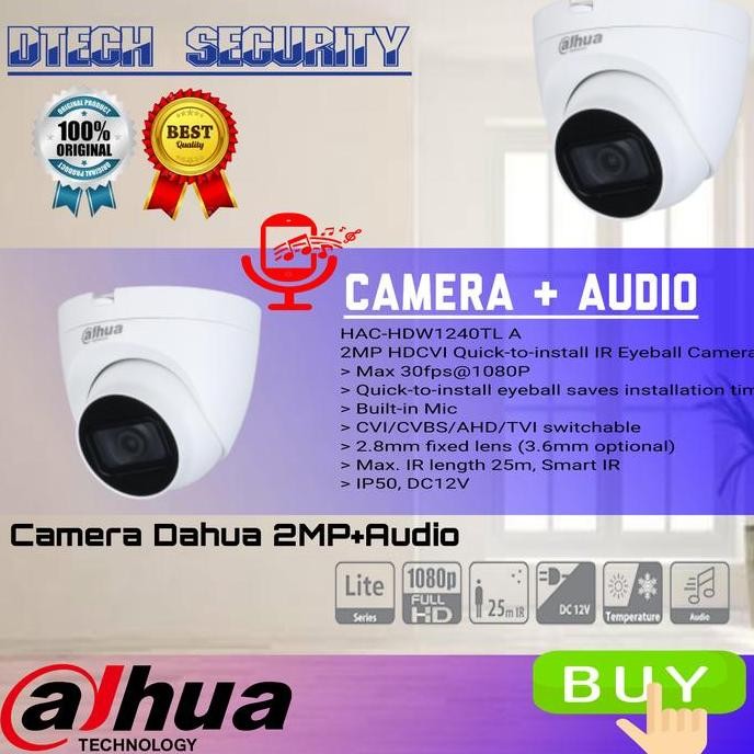 NEW Camera Dahua + Audio 2MP HDW1240TLp-A / Indor Camera Dahua audio