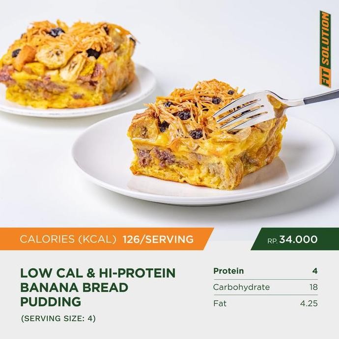 

HIW Low Cal & Hi-Protein Banana Bread Pudding . Healthy Diet Low Carbs