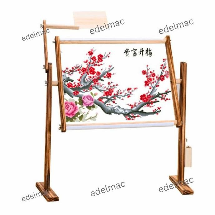 

Standing Frame Adjustable Jahit Sulam Cross Stitch Tapestry Embroidery Wood Rack Dudukan Pemadani