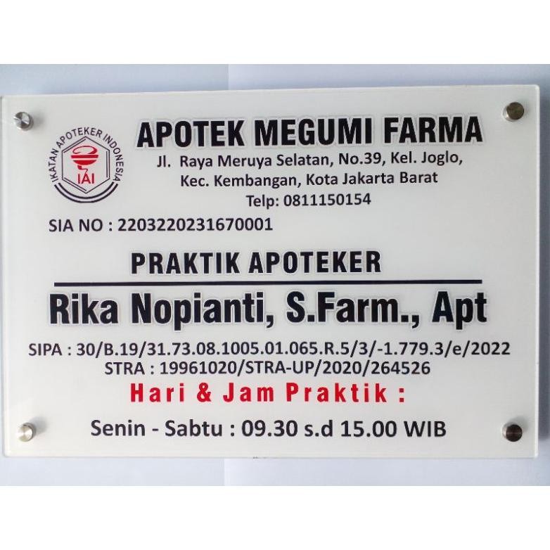 

SPIROS AKRILIK PAPAN PRAKTEK APOTEKER