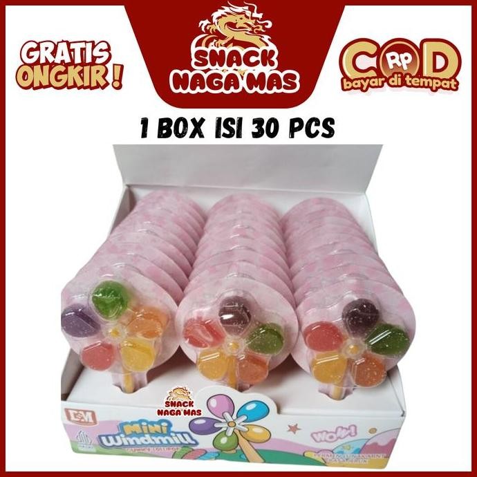 

HIW DSM PERMEN MINI WINDMILL BENTUK KIPAS MINI [1 BOX ISI 30] Candy Gummy Susu