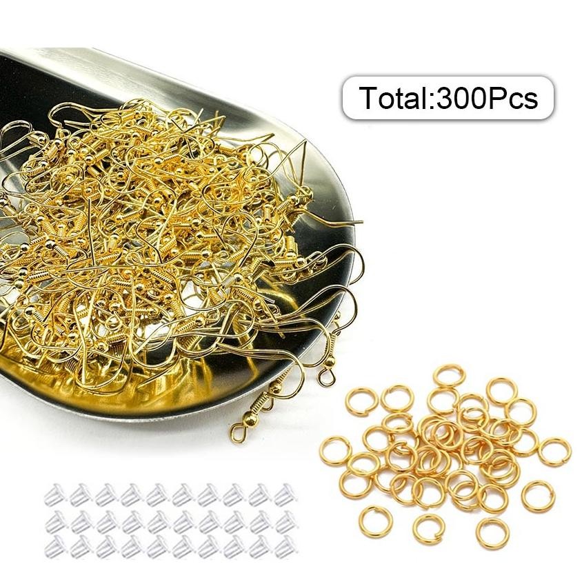 Premium 300Pcs/Set Kait Belakang Anting Hypoallergenic Bahan Karet Bening Untuk Membuat Perhiasan / 