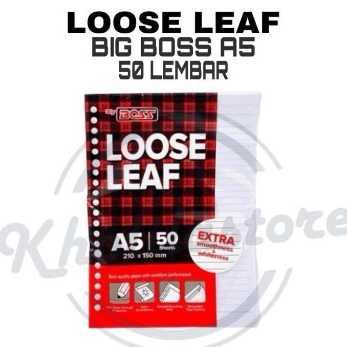 

Loose Leaf Big Boss A5 Bergaris 20 Holes isi 50 lembar Termurah