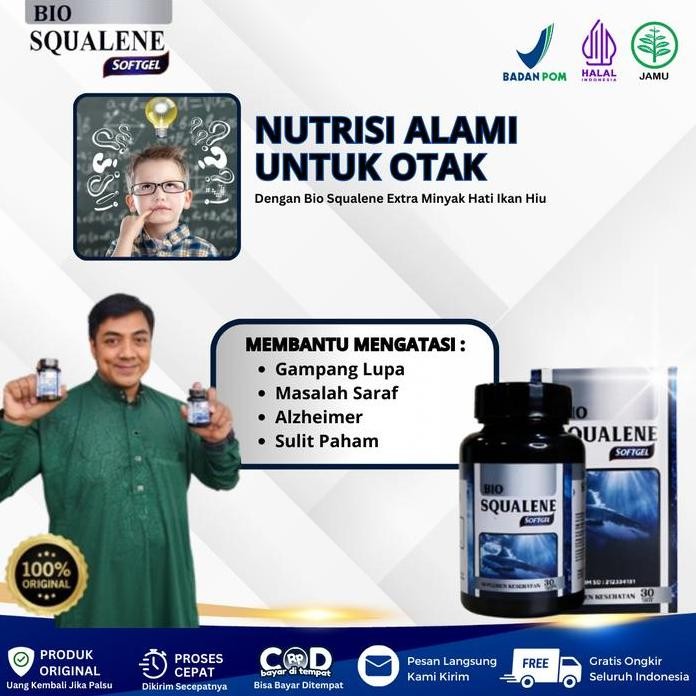 

Terlaris Bio Squalene - Suplemen Nutrisi Otak Daya Ingat, Obat Pintar Alami, Vitamin Otak Anak Dan Dewasa Atasi Dengan Bio Squalen Sofgel Extra Minyak Hati Ikan Hiu