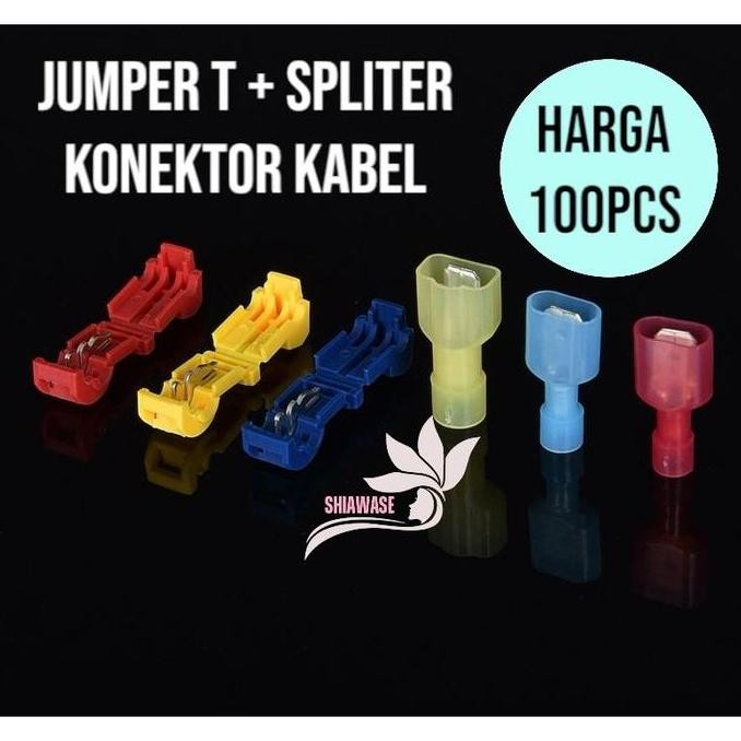 100Pcs Konektor Jumper Kabel Listrik/Konektor Kabel Jumper T Set/Jumper T Merah Biru Kuning New Stok