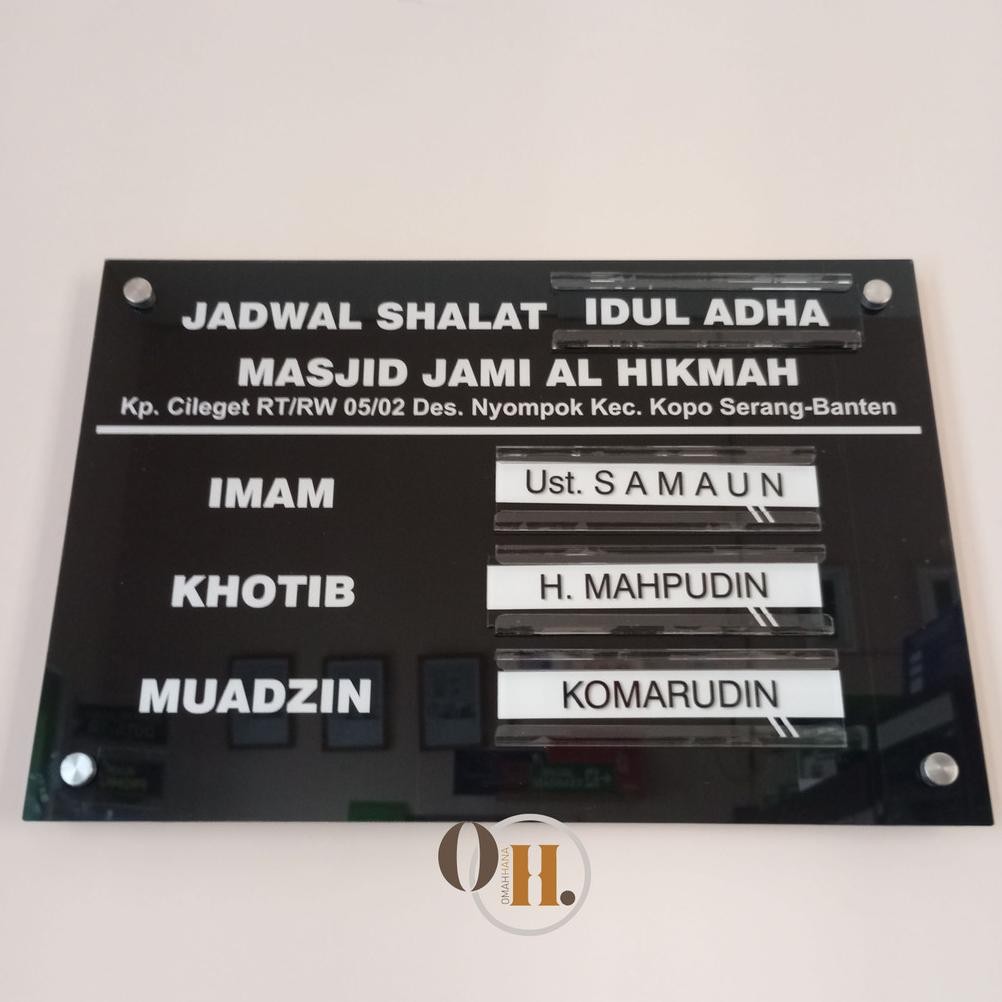 

SPIROS CUSTOM AKRILIK JADWAL IMAM MASJID - AKRILIK JADWAL KHOTIB - AKRILIK JADWAL KHOTBAH