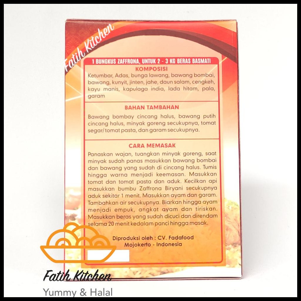 

ZAFFRONA 100 GR BUMBU NASI BRIYANI, KABULI, MANDHI, & KABSAH HALAL TANPA MSG